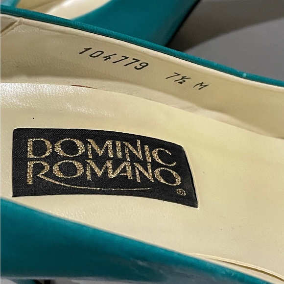 Vintage 80s Dominic Romano Barbie Bow back Teal Heels - Picture 3 of 5